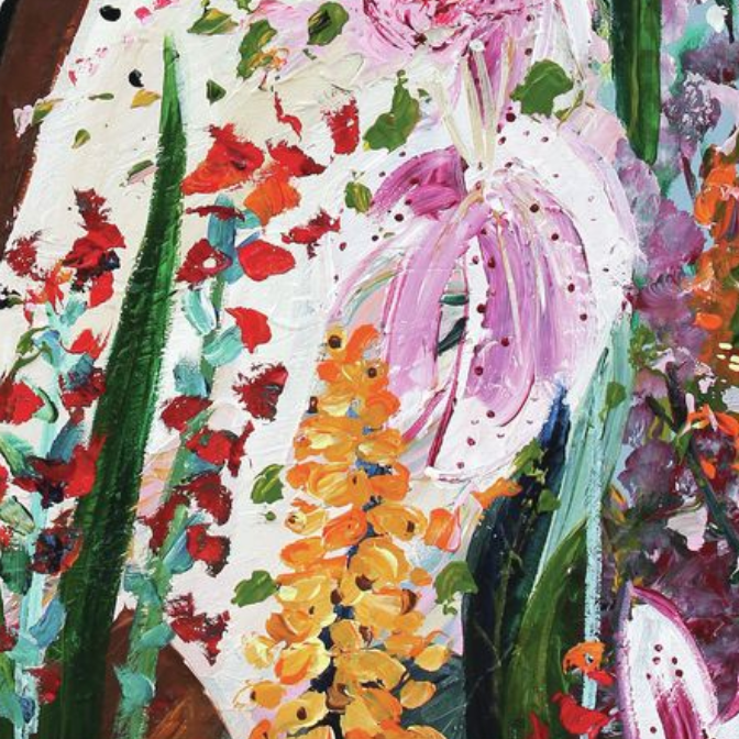 Serene Woman in nature with flowers  - Art Wall Print